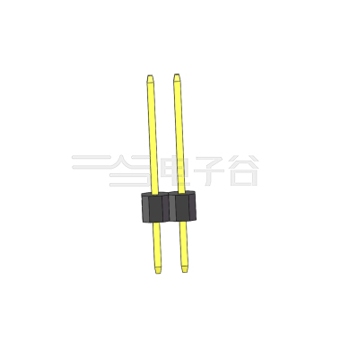 Pitch 2.54mm 180º 单排 DIP 单塑排针 PA:9.0 PC:3.0 L=14.5 1X02Pin 黑色 PA9T,94V-0 镀全金G/F
